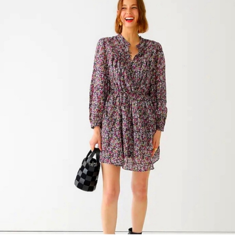 J. Crew Purple Floral Button Up Dress NWT Size Medium